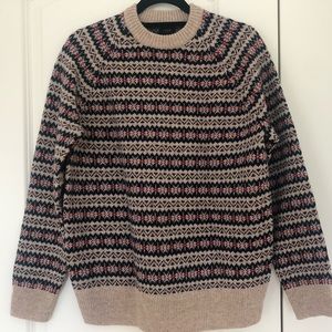 J Crew Fair Isle crew neck sweater in lambs wool. NWT
